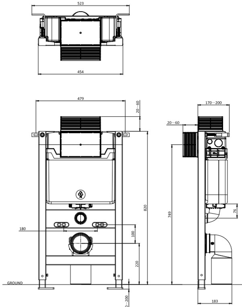 Additional image for Toilet Support Frame With Cistern (NEW, 820mm).