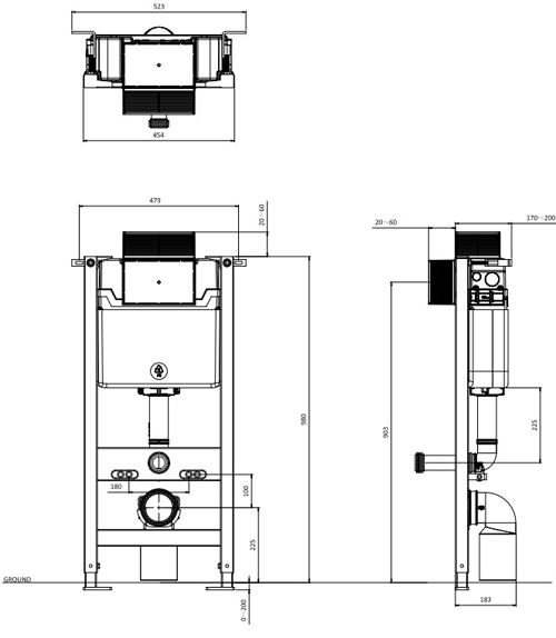 Additional image for Toilet Support Frame With Cistern (NEW, 980mm).