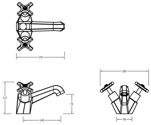 Additional image for Basin Mixer Tap With Crosshead Handles.