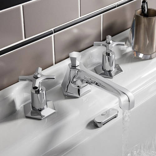 Additional image for 3 Hole Basin Tap With Crosshead Handles.