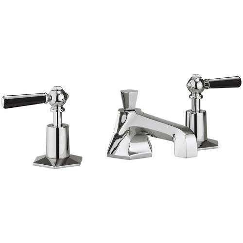 Additional image for 3 Hole Basin Tap With Black Lever Handles.