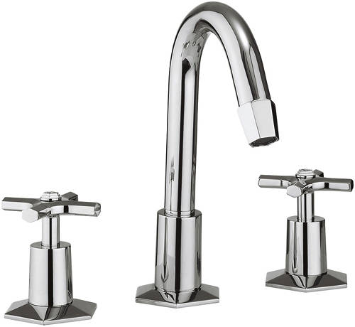 Additional image for 3 Hole Basin Tap, Tall Spout & Crosshead Handles.