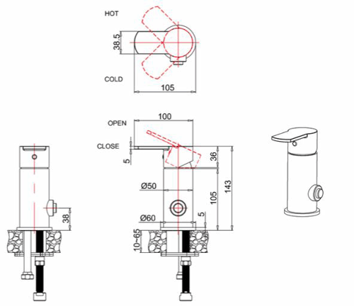 Additional image for Manual Shower Valve With Diverter (Chrome).