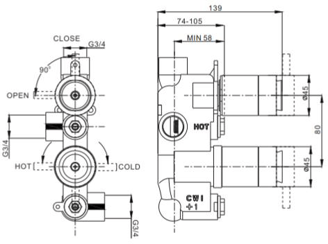 Additional image for Shower Valve With 1 Outlet (Matt Black).