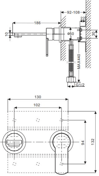 Additional image for Wall Mounted Basin Mixer Tap (Chrome).