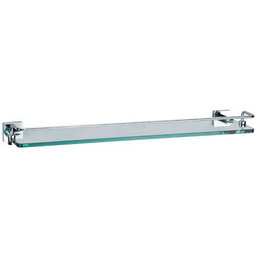 Additional image for Frosted Glass Shelf With Rail (500mm, Chrome).