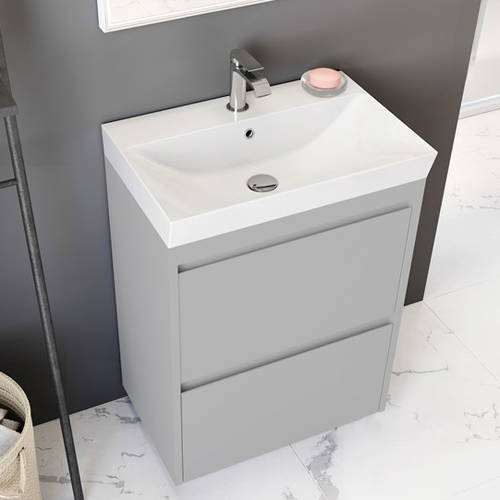 Additional image for Vanity Unit With Ceramic Basin (600mm, Storm Grey, 1TH).