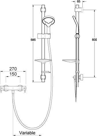 Additional image for Aurajet Aio Easy Fit Cool Thermostatic Bar Shower Kit (Chrome).