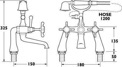 Additional image for 1/2" Bath Shower Mixer Tap With Shower Kit (Chrome).