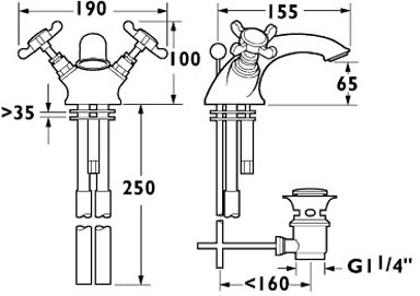 Additional image for Mono Basin Mixer Tap With Pop Up Waste (Gold).