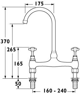 Additional image for Bridge Sink Mixer Tap With Swivel Spout (Gold).