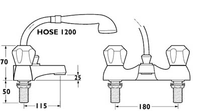 Additional image for Bath Shower Mixer Tap With Shower Kit And Wall Bracket (Chrome).