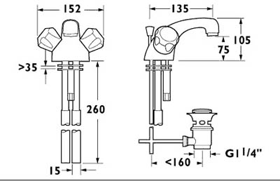 Additional image for Mono Basin Mixer Tap With Pop Up Waste (Gold).