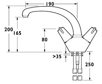 Additional image for Monoblock Sink Mixer with 3" Levers & Swivel Spout.