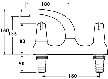 Additional image for Deck Mounted Sink Mixer with 3" Levers & Swivel Spout.