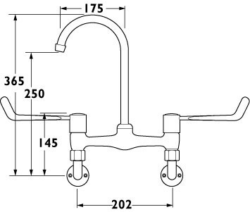 Additional image for Lever Bridge Sink Tap, 6" Long Handles, Wall Mounted.