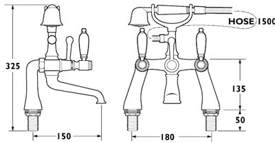 Additional image for Bath Shower Mixer Tap With Shower Kit (Chrome).