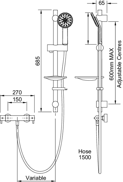 Additional image for Kiri Satinjet Cool to Touch Thermostatic Shower Pack (Chrome).