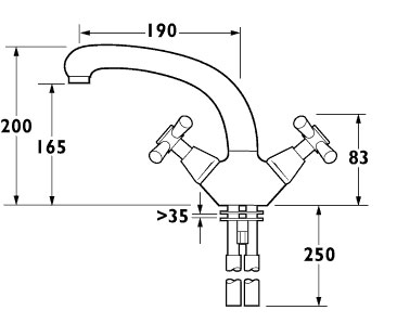 Additional image for Milan Monoblock Sink Mixer with Swivel Spout.