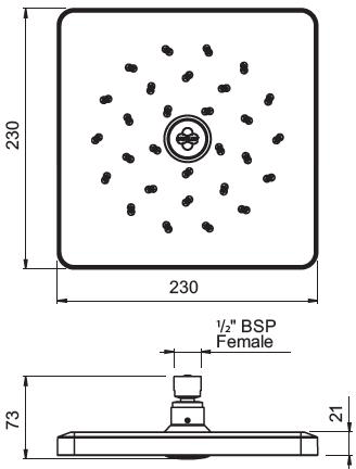 Additional image for Satinjet Square Shower Head 230x230mm (Chrome & Graphite).