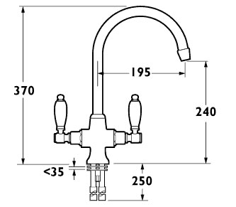 Additional image for Georgian Kitchen Sink Mixer with Swivel Spout (Bronze)