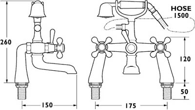 Additional image for Bath Shower Mixer Tap With Shower Kit (Gold).