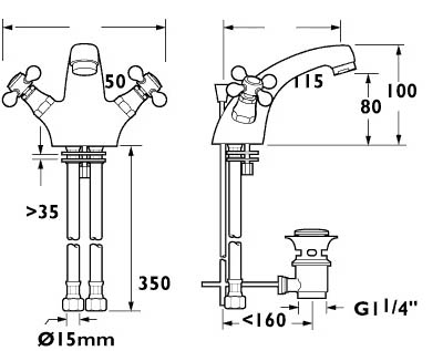 Additional image for Mono Basin Mixer Tap With Pop Up Waste (Gold).