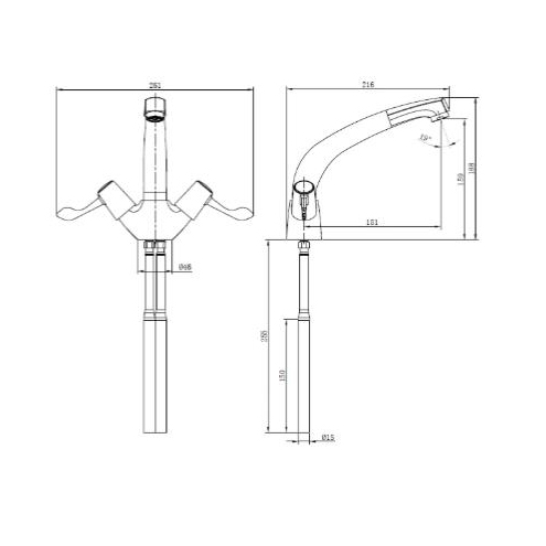 Additional image for Sink Mixer Kitchen Tap With Copper Tails (Chrome).