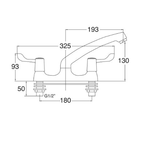 Additional image for Deck Mixer Kitchen Tap With Lever Handles (Chrome).