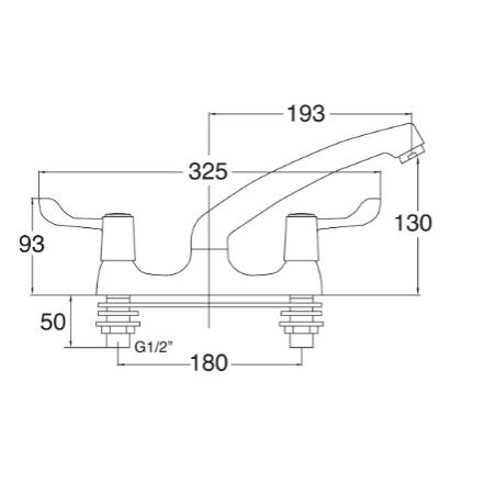 Additional image for Deck Mixer Kitchen Tap With Lever Handles (Eco, Chrome).