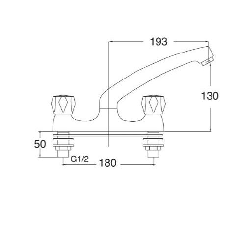 Additional image for Deck Mixer Kitchen Tap With Round Handles (Chrome).