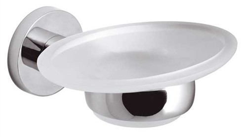 Additional image for Frosted Glass Soap Dish and Holder.
