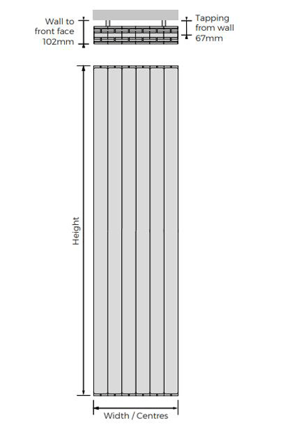 Additional image for Vertical Aluminium Radiator 260x1866 (Volcanic).