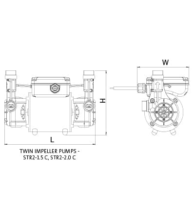 Additional image for STR2-1.5C Twin Ended Shower Pump (1.5 Bar, Positive).