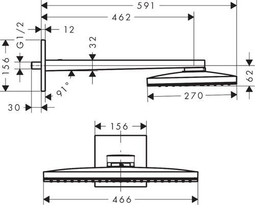 Additional image for Rainmaker Select 460 1 Jet Shower Head (Black & Chrome).