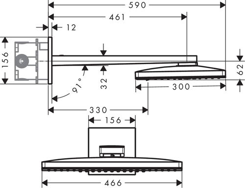 Additional image for Rainmaker 2 Jet Shower Head & Arm (460x300, Black & Chrome).