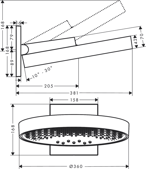 Additional image for Rainfinity Overhead Shower With 3 Jet (360mm, Matt Black)