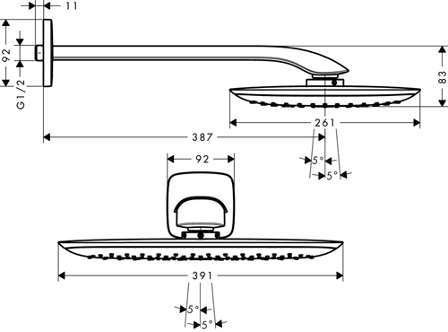 Additional image for PuraVida 400 Air 1 Jet Eco Shower Head & Arm (White & Chrome).