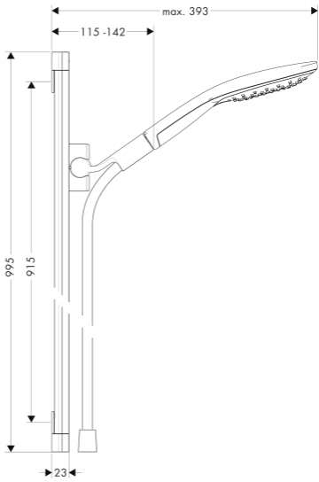 Additional image for Raindance Select S 150 3 Jet Shower & Unica Slide Rail (900mm)