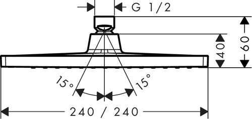 Additional image for Crometta E 240 1 Jet Shower Head (240mm, Chrome).