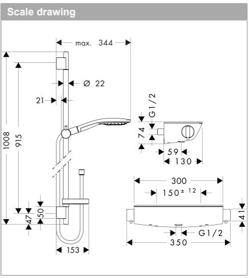 Additional image for Ecostat Combi Shower Set With 900mm Slide Rail Kit.