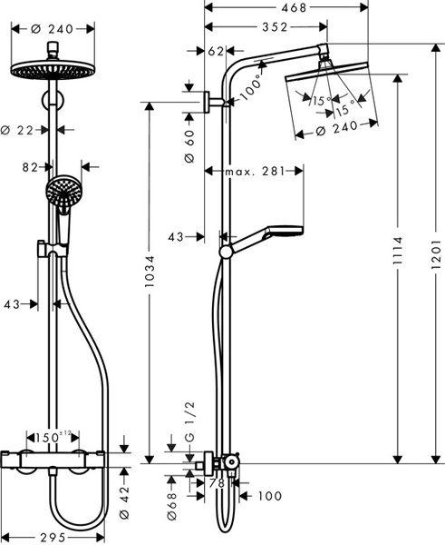 Additional image for Crometta S 240 1 Jet Showerpipe Pack (Chrome).