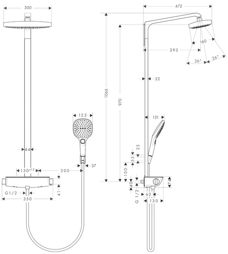 Additional image for Raindance Select E 300 2 Jet EcoSmart Showerpipe Pack (Chrome).