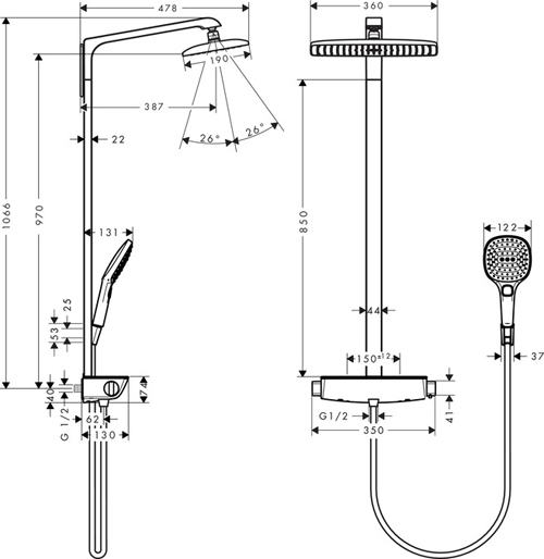 Additional image for Raindance Select E 360 1 Jet EcoSmart Showerpipe Pack.