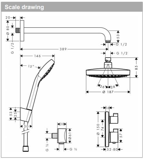 Additional image for Shower Set With Valve, Croma Head & Croma Select S Handset.