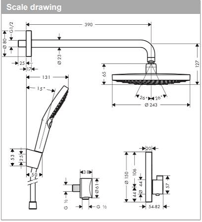 Additional image for Shower Set With Valve, Raindance Head & Select Handset.