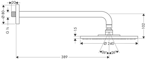 Additional image for Raindance S 240 1 Jet Shower Head & Arm (240mm, EcoSmart).