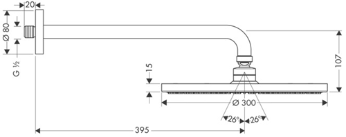 Additional image for Raindance S 300 Air 1 Jet Shower Head & Arm (300mm, Chrome).