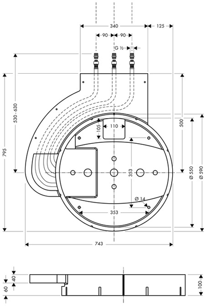 Additional image for Rainmaker 600mm 3 Jet Shower Head & Highflow Valve (Chrome).