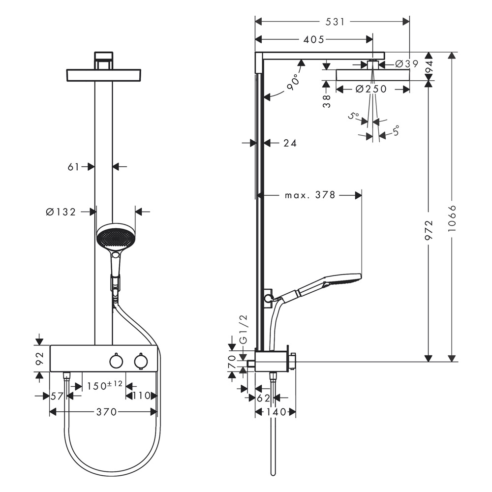 Additional image for Rainfinity Showerpipe 250 1jet EcoSmart with ShowerTablet 350 (M Black)